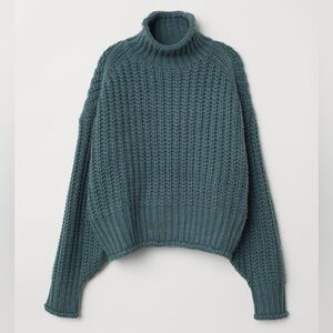 Chunky Knit Sweater - Turquoise - XS